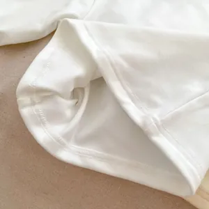 Toddler cotton long sleeve shirt with white mock neck and high-quality overlock stitching