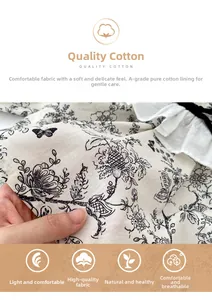Close-up of Class A pure cotton fabric with floral butterfly prints for baby set
