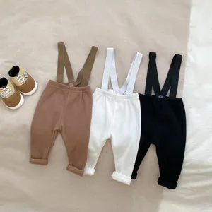 Infant ribbed cotton overall set in brown, white and black colors with matching shoes