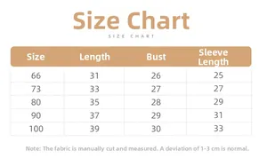 Size chart for girls long sleeve floral top showing length bust and sleeve measurements