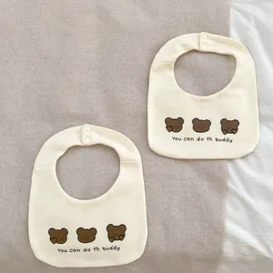 Pyjama rayé pour bébé avec bavoirs ours amovibles en coton doux de couleur crème
