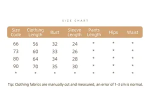 Detailed size chart for baby bear romper including length and chest measurements