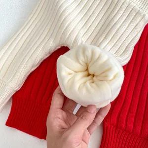 Pull en tricot d'hiver pour bébé avec doublure polaire chaude et côtes texturées