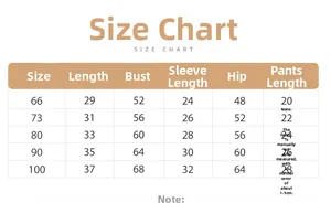 Guide des tailles détaillé pour ensemble en tricot bébé avec mesures de buste et longueur