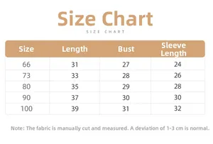 Guide des tailles pour barboteuse bébé en jean avec mesures détaillées du 66 au 100