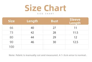Guide des tailles détaillé pour barboteuse bébé fille avec mesures de buste et longueur