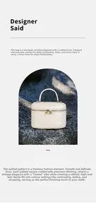 Macro detail of ivory quilted leather mini box bag with metallic handle and gold zipper