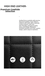 Macro shot of premium quilted cowhide leather showing uniform stitching and grain texture