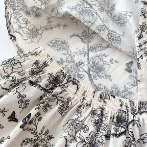 Baby girls floral Chinese ink style short sleeve top and shorts set with elastic waist