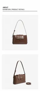 Detailansicht der dunkelbraunen Ledertasche mit Silberbeschlägen und zwei Trageriemen