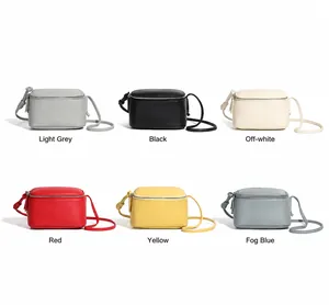 Affichage détaillé des couleurs de sacs bandoulière en cuir minimalistes en six teintes