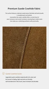 Detailed close-up of brown suede leather texture with premium stitching on tote bag