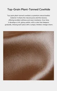 Macro shot of brown vegetable tanned cowhide leather showing natural pores and fine texture