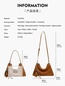 Detailliertes Größendiagramm für die matte Leder-Tragetasche mit 32cm Länge und Maßen