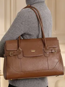 Borsa Tote da Donna in Vera Pelle Vintage in Pelle di Vacchetta Primo Strato Borsa a Tracolla Moda Minimalista