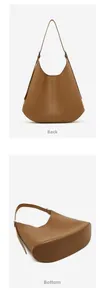 Detailed back and bottom views of a brown hobo shoulder bag with matte leather texture