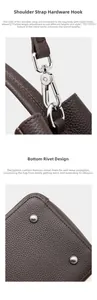 Détail macro de la boucle argentée ajustable et des rivets de protection du sac seau
