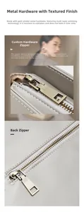 Detailed macro view of anti-oxidative gold-plated zipper and stitching on the leather tote