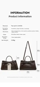 Tableau détaillé des tailles du sac baguette en cuir avec comparatif smartphone