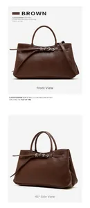 Vues détaillées du sac baguette en cuir marron vintage avec boucle de ceinture