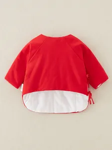 Haut kimono matelassé rouge en coton pour nouveau-né avec liens pour les fêtes