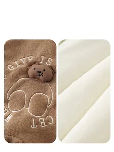 Fleece baby romper with brown sherpa fabric and plush warm lining for winter