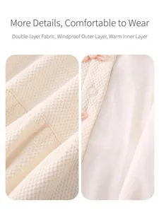 Barboteuse bébé en maille gaufre double couche, coupe-vent et chaude, coloris écru