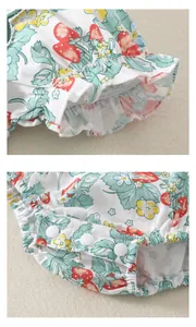 Details zu Druckknöpfen und elastischen Beinausschnitten am Erdbeer-Baby-Body