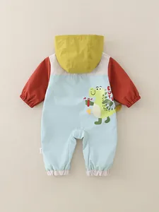 Baby Winddichte Strampler mit Cartoon Dinosaurier Print und bunten Patchwork Design