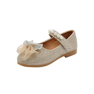 Détails des chaussures princesse fille or champagne avec paillettes et perles