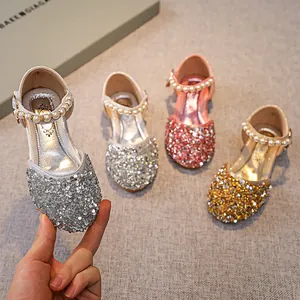 Mädchen Pailletten Prinzessin Mary Jane Schuhe Mit Kunstperlen Riemen Glitzer Flach Hochzeit Party Aufführung Halbschuhe Für Kleinkinder Kinder