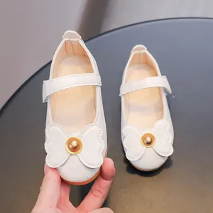 Chaussures Mary Jane pour Filles en Similicuir avec Nœud Papillon Chaussures de Princesse Avec Velcro Semelle Souple Antidérapante pour Enfants