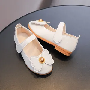 Chaussures Mary Jane blanches pour filles avec nœud et semelle antidérapante