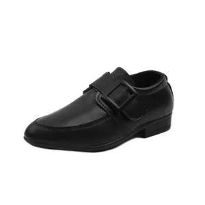 Scarpe classiche in pelle nera da bambino con fibbia quadrata e tacco basso formale