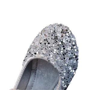 Sparkling silver sequin princess shoes for girls perfect for formal party performances