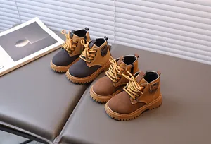 Classic outdoor style boys boots with side zipper and durable anti-slip rubber soles