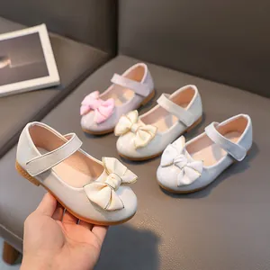Meisjes Strik Mary Jane Prinses Schoenen Zachte Zool PU Leer Jurk Schoenen Voor Peuters Kinderen Feest Dagelijkse Wandelschoenen