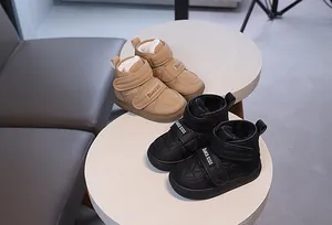 Bottes de neige imperméables pour enfants avec doublure polaire et sangles velcro doubles