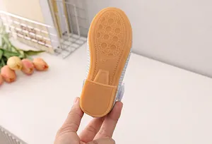 Detailed macro view of non-slip rubber sole with honeycomb texture for girls shoes