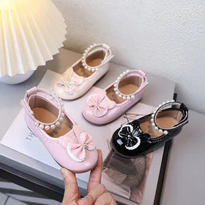 Mädchen Mary Jane Prinzessinnenschuhe Künstliche Perle Schleife Hasenohren Lackleder Flache Schuhe Für Kinder Party Hochzeit Kleidung