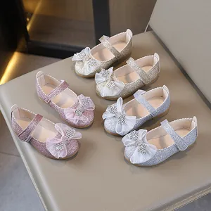 Zapatos de Princesa Mary Jane para Niñas con Purpurina Lentejuelas Lazo Strass Boda Fiesta Actuación Zapatos de Vestir para Niños Oro Rosa Plata