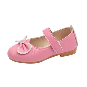 Scarpe Mary Jane rosa da bambina in ecopelle martellata con fiocco e suola antiscivolo