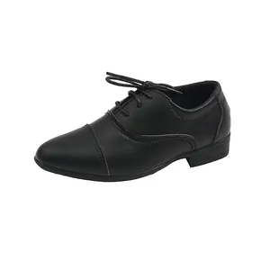 Chaussures classiques en cuir noir pour garçon avec lacets et détails de style britannique