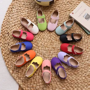 Mädchen Prinzessin Mary Jane Schuhe Wellenkante PU Leder Flats Mit Klettverschluss Komfortable Rutschfeste Kinder Schule Freizeit Halbschuhe