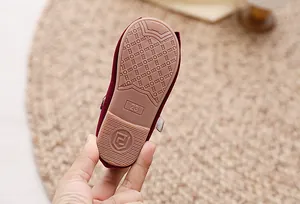 Detail van antislip rubberen zool met ruitpatroon op meisjes ballerina's platte schoenen