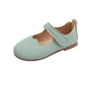 Mädchen Mary Jane Prinzessin Schuhe in Minzgrün mit Wellenkanten und weichen Sohlen