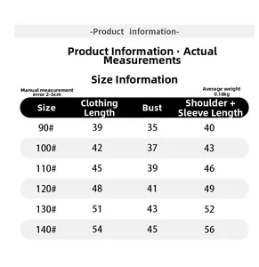 Size chart for boys' polo sweatshirt showing lengths and chest measurements in detail