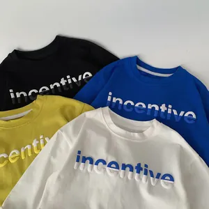 Kids long sleeve crewneck t-shirts in four colors with incentive 3D foam lettering