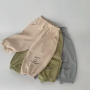 Pantaloni Jogger per Bambini Casual con Stampa a Lettere e Cartoni Animati Vita Elastica Pantaloni Sportivi con Polsini per Ragazzi e Ragazze Misto Cotone