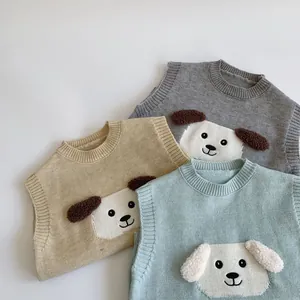 Détails des gilets tricotés pour enfants en plusieurs couleurs avec patchs de chiot mignons